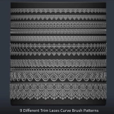 蕾丝花纹装饰笔刷+模型 9 Trim Lace Multi Brush for Zbrush