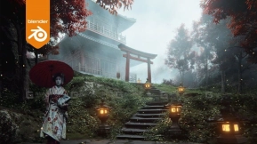 日式建筑场景blend创作概念艺术 Japanese Architecture Scene Blend Concept Art