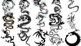 中国传统龙纹图腾贴纸图案PNG透明背景素材