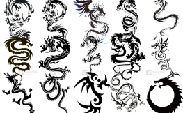 中国传统龙纹图腾贴纸图案PNG透明背景素材