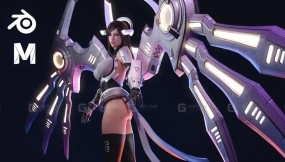 赛博机械女战士人物角色模型 Cyborg Female - Game Ready 3D