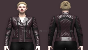 女士绗缝皮夹克