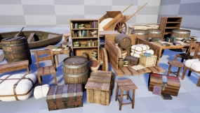 【UE】逼真中世纪家具与道具套装  Realistic Medieval Furniture and Props Pack