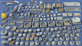 工业仪表螺母开关设备模型 Industrial Kitbash – 9 – 156 pieces