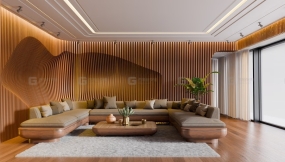 现代木质客厅场景模型 Modern Organic Living Room