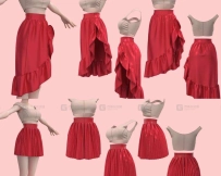 可爱女孩花边裙子长裙背心服装