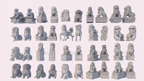 40+石狮子神兽麒麟貔貅雕像模型