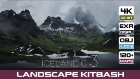 6组自然地形模型第三套 Artstation – 6 LANDSCAPE KITBASH PACK – Icelandic mountains Vol.3