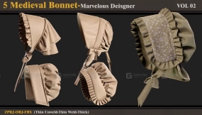 5个中世纪女性帽子模型 42 Medieval Women Clothing-MEGA PACK(zprj-fbx) - VOL 3