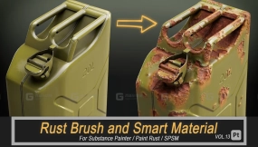SubstancePainter（SP）金属生锈氧化锈迹笔刷与材质套装（含SPSM智能材质）