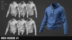 6套男士休闲连帽卫衣模型 Men hoodie #1  Marvelous Designer