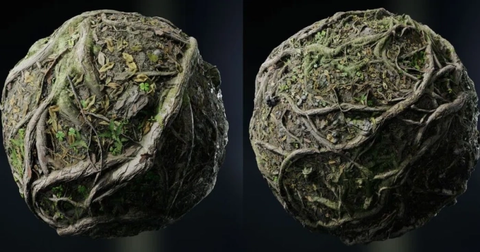 使用Substance 3D Designer节点制作逼真可平铺森林地面材质