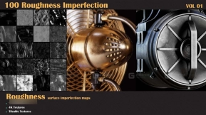 100+金属污渍指纹磨损细节纹理Alpha粗糙度贴图 100 Roughness Imperfection – VOL.01