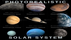 超写实太阳系地球月球火星八大行星模型  Photorealistic Solar System