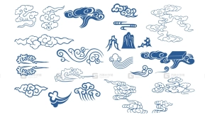 中式传统祥云纹样图案PNG素材AI矢量