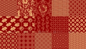 中式古典喜庆锦鲤底纹无缝图案AI矢量素材