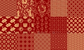 中式古典喜庆锦鲤底纹无缝图案AI矢量素材