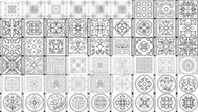 中式古典建筑装饰彩绘边框线稿矢量素材