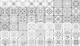 中式古典建筑装饰彩绘边框线稿矢量素材