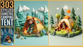 303 风格化等距露营帐篷 - 303 stylized Isometric Camping Tent