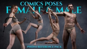 620+女性和男性漫画姿势参考照片 Comics Poses- Female & Male Photo Reference Pack-620 JPEGs
