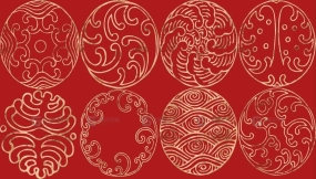 喜庆中式烫金古风流纹日式背景纹理图片JPG包装印刷素材