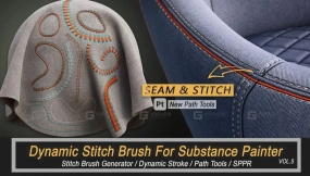 动态针脚缝线笔刷 Dynamic Stitch Brush For Substance Painter (SPPR) (Path Tool) Vol.5  Substance