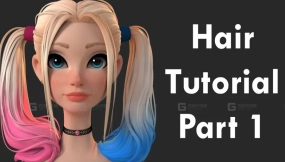 34款卡通风格化长发IMM笔刷 Hair Tutorial Package