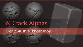 卡通风格化地面石头缝隙裂纹雕刻笔刷+贴图 39 Stylized Crack Alphas (Zbrush, Photoshop) 
