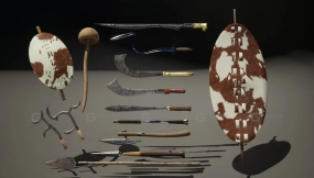 【UE】非洲武器匕首矛盾牌斧头刀枪剑戟合集 African Weapon Pack