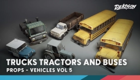 【UE】卡车拖拉机公共汽车  Vehicles VOL.5 - Trucks, Tractors, Buses (Low Poly)