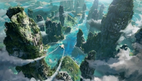 国风写实山脉概念模型场景