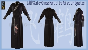 国风古风汉服暗黑侠客刺客衣服装模型