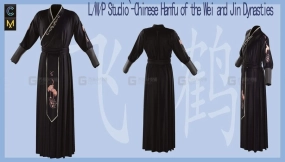 国风古风汉服暗黑侠客刺客衣服装模型