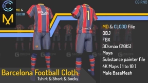 巴塞罗那足球队服装T恤短裤长袜模型 Barcelona Football Cloth MD221