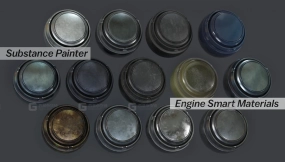 13款Substance Painter（SP）SPSM智能金属材质：适配汽车发动机与摩托车机车引擎