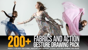 200张服装与动作姿势绘画参考图片 200+ Fabrics & Action Gesture Drawing Pack