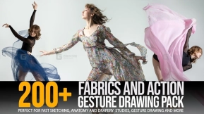 200张服装与动作姿势绘画参考图片 200+ Fabrics & Action Gesture Drawing Pack