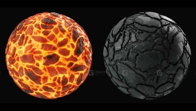 风格化岩浆裂纹材质球 Stylized Lava Cracked