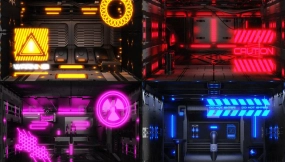 科幻赛博朋克视差房间贴图 Cyberpunk Parallax Rooms
