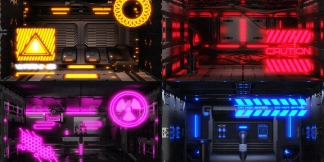科幻赛博朋克视差房间贴图 Cyberpunk Parallax Rooms
