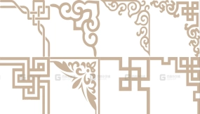 中式古典角纹边框装饰图案