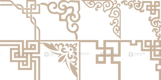 中式古典角纹边框装饰图案