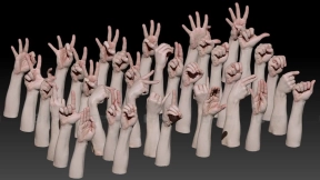 扫描男性手部数字手势素材 36 Alphabet and Numbers Hand Poses