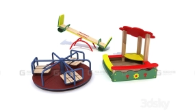儿童游乐沙箱转盘跷跷板模型 Ksil sandbox, turntables, rocking chair