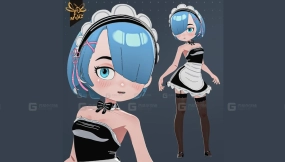 雷姆二次元动画风格-仆人 Rem - Rezero Anime Style -Servant