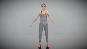 灰色运动服女性A姿势412 Sporty woman in grey outfit in A-pose 412