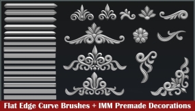 17个扁平曲线折痕包边线条笔刷+13个花卉装饰浮雕笔刷 17 Flat edges curve brush + 13 IMM floral decorations