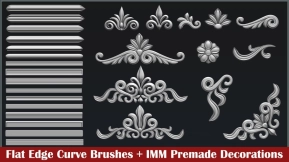17个扁平曲线折痕包边线条笔刷+13个花卉装饰浮雕笔刷 17 Flat edges curve brush + 13 IMM floral decorations