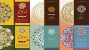 复古民族风曼陀罗印花圆形抽象艺术纹理矢量背景